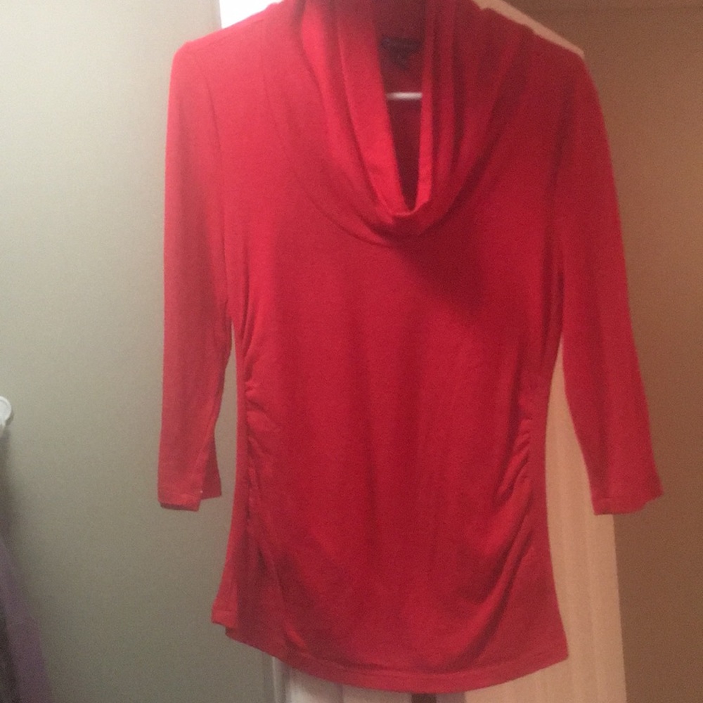 Red cowl neck sweater